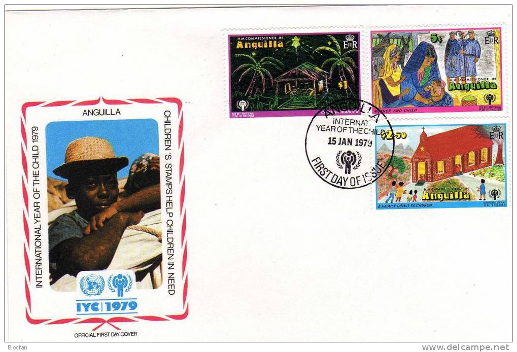 UNO Jahr Des Kindes 1979 Weihnachten Und Kinder Anguilla 329/4 FDC 4€ UNICEF Cover From America - Anguilla (1968-...)