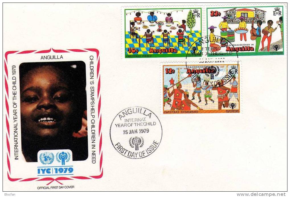 UNO Jahr Des Kindes 1979 Weihnachten Und Kinder Anguilla 329/4 FDC 4€ UNICEF Cover From America - Anguilla (1968-...)