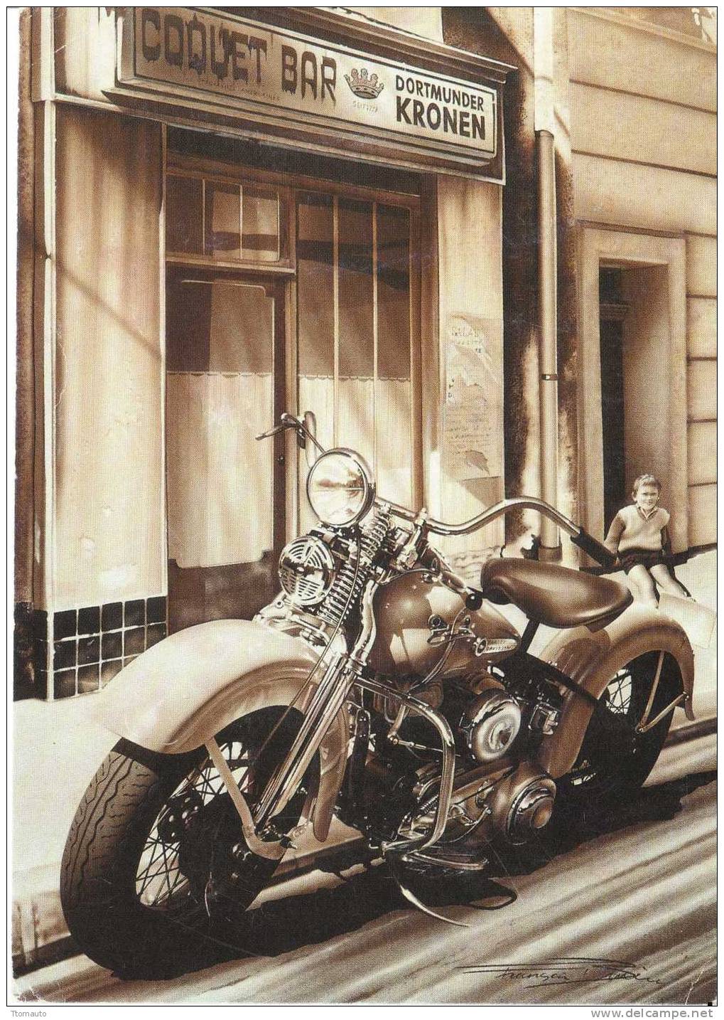 Harley  -  ´45 Incher´    -  Dessin De Francois Bruere - Motos