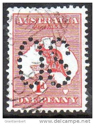 Australia 1913 Kangaroo 1st Watermark 1d Red Perf Small OS Used - Actual Stamp - Oblitérés