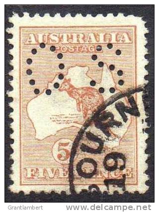 Australia 1913 Kangaroo 1st Watermark 5d Brown Perf Small OS Used - Actual Stamp - Oblitérés