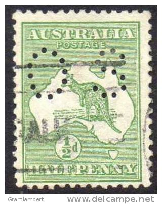 Australia 1913 Kangaroo 1st Watermark 1/2d Green Perf Small OS Used - Actual Stamp - - Gebraucht