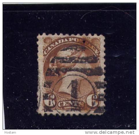 CANADA 1872 USED  # 39d, SMALL QUEEN ISSUE 6 CENTS, NH ,***DAMAGED  HOLE -RUSTED - Oblitérés