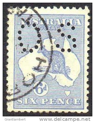 Australia 1915 Kangaroo 3rd Watermark 6d Blue Perf OS Used - Actual Stamp  - Hobart TAS - Used Stamps