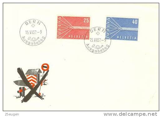 SWITZERLAND 1957  EUROPA CEPT FDC / De Postmark ) - 1957