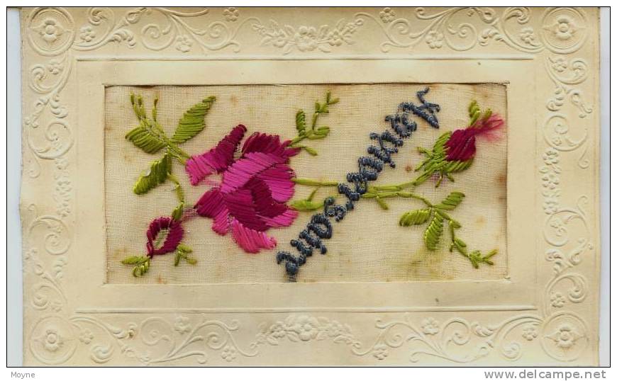 11 - 578 - Carte BRODEE   -   ANNIVERSAIRE -    FLEURS  - - Embroidered