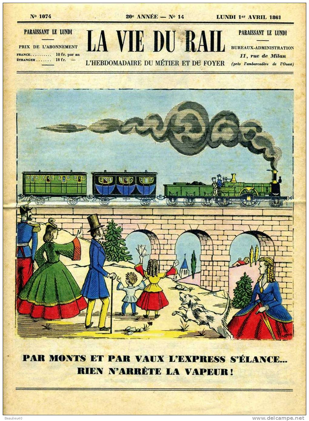 LA VIE DU RAIL   N° DU 1ER AVRIL 1861 - Revistas - Antes 1900