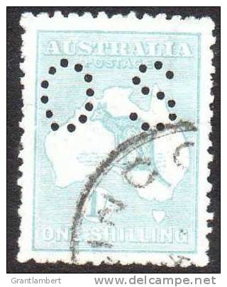 Australia 1915 Kangaroo 3rd Watermark 1 Shilling Green Perf OS Used - Actual Stamp - Oblitérés