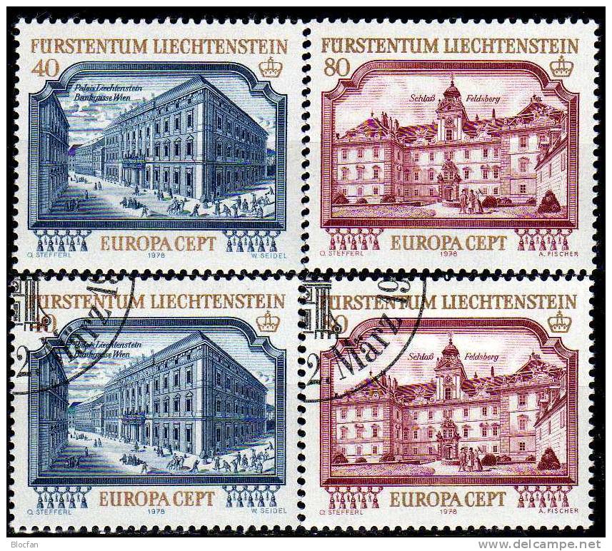 Denkmal CEPT 1978 Historische Gebäude Liechtenstein ** Plus O 3€ Bau-Denkmäler In Wien, Feldsberg Set From EUROPA - 1978