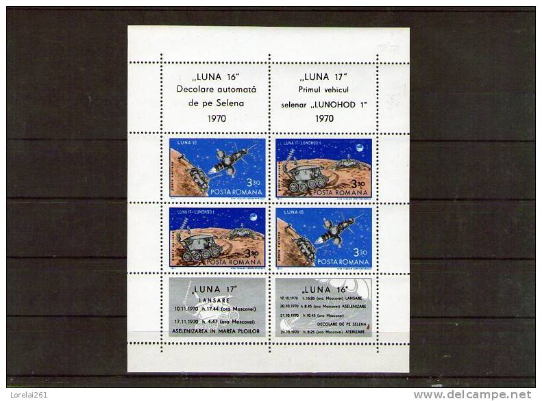 1971 LUNA 16/LUNA 17  MICHEL = BLOC  82 MNH - Blocks & Kleinbögen