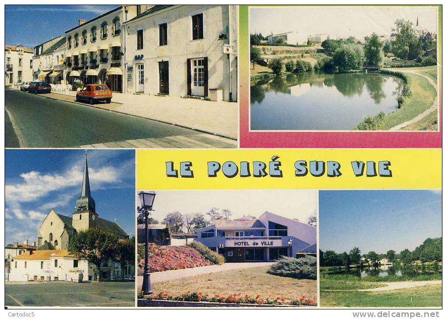 Le Poiré-sur-Vie  Son Eglise Du XIIIe S-Son Plan D'Eau-Son Hotel De Ville Avec Parc Fleuri  Cpsm Format 10-15 - Poiré-sur-Vie
