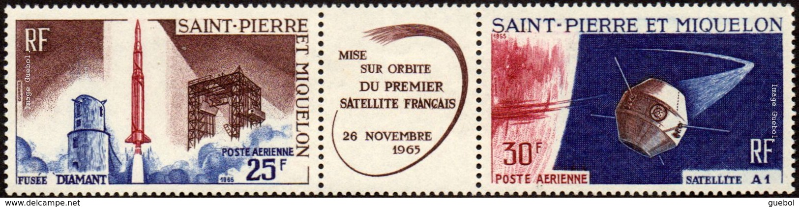 Détail De La Série Du Lancement Du Premier Satellite Français à Hammaguir, St Pierre Et Miquelon N° PA 34 A ** Espace - 1966 Lancement 1e Satellite Française à Hammaguir