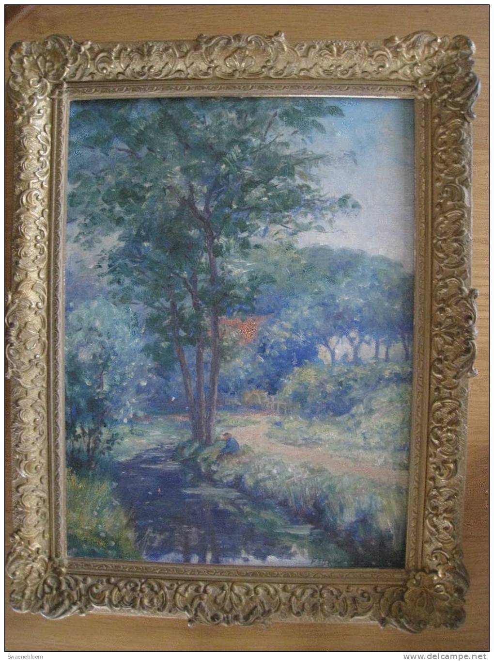 NL.- Schilderij Van Fons Van Der Velde. Peinture. Painting. Olieverf. Kunst. Antique. Antiek. Hengel. Dobber. 8 Scans. - Olieverf