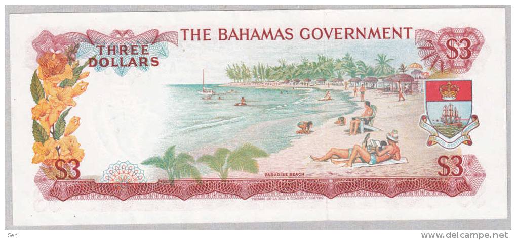 BAHAMAS 3 DOLLARS L. 1965 AXF P 19a  19 A - Bahamas