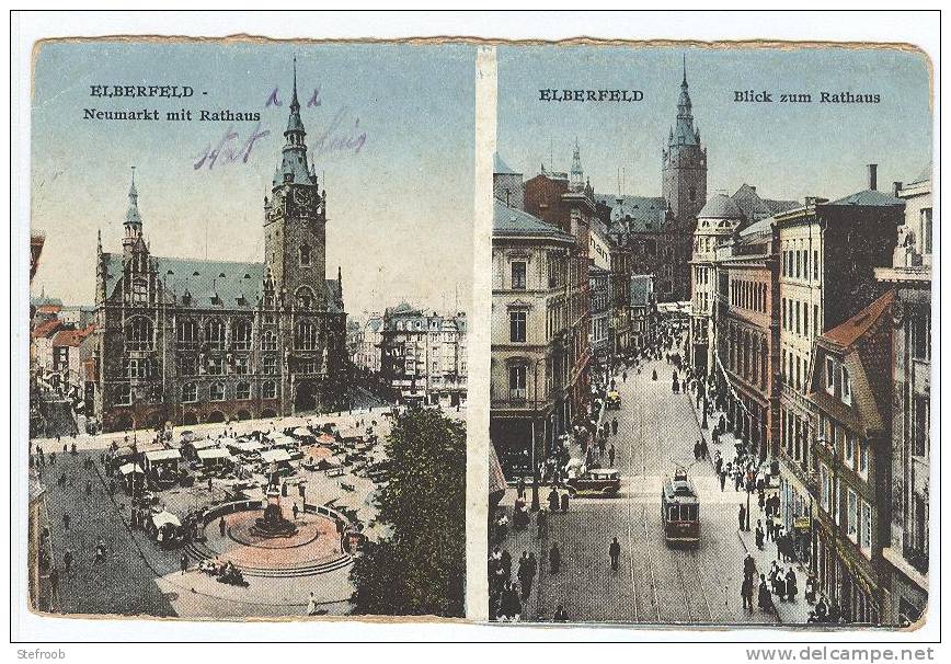 ELBERFELD- Neumarkt Mit Rathaus - Farben -- Sehr Alte Karten  - 1923 - Militarische Post - Ohne Briefmarken - Wuppertal