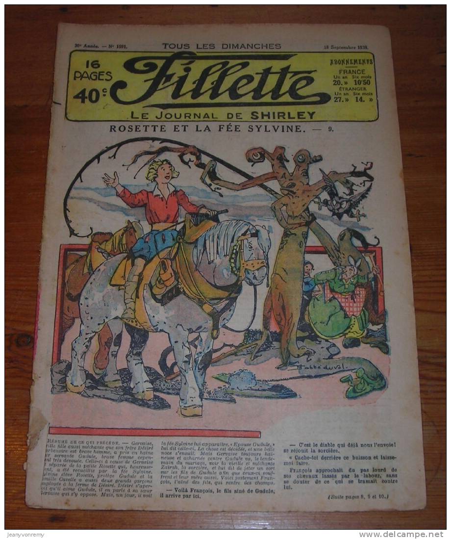 Fillette - 18 Septembre 1938 - N°1591. - Autre Magazines