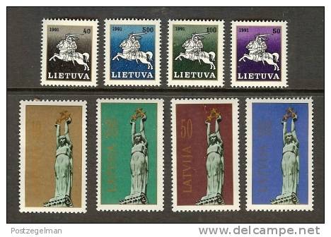 LATVIA 1991 MNH Stamps 1st Issue Independence 305-312 - Latvia