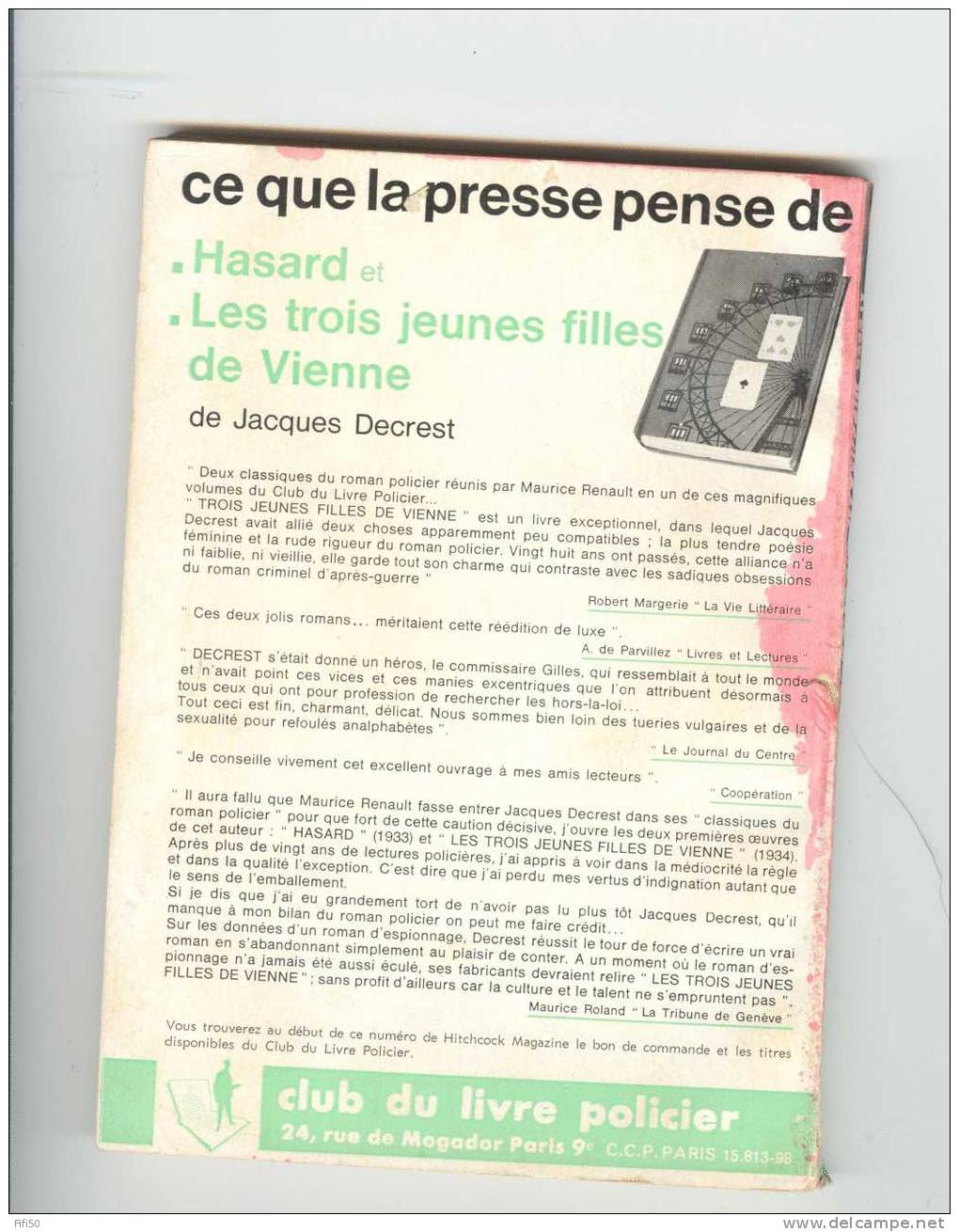 REVUE MENSUELLE DE SUSPENSE ALFRED HITCHCOCK  10 RECITS POLICIERS N° 27 Juillet 1963 - 1950 à Nos Jours