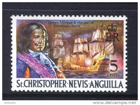 CHRISTOPHER NEVIS ANGUILLA - 1977 5c DEFINITIVE STAMP WMK W14 CHALK PAPER FINE MNH ** - San Cristóbal Y Nieves - Anguilla (...-1980)