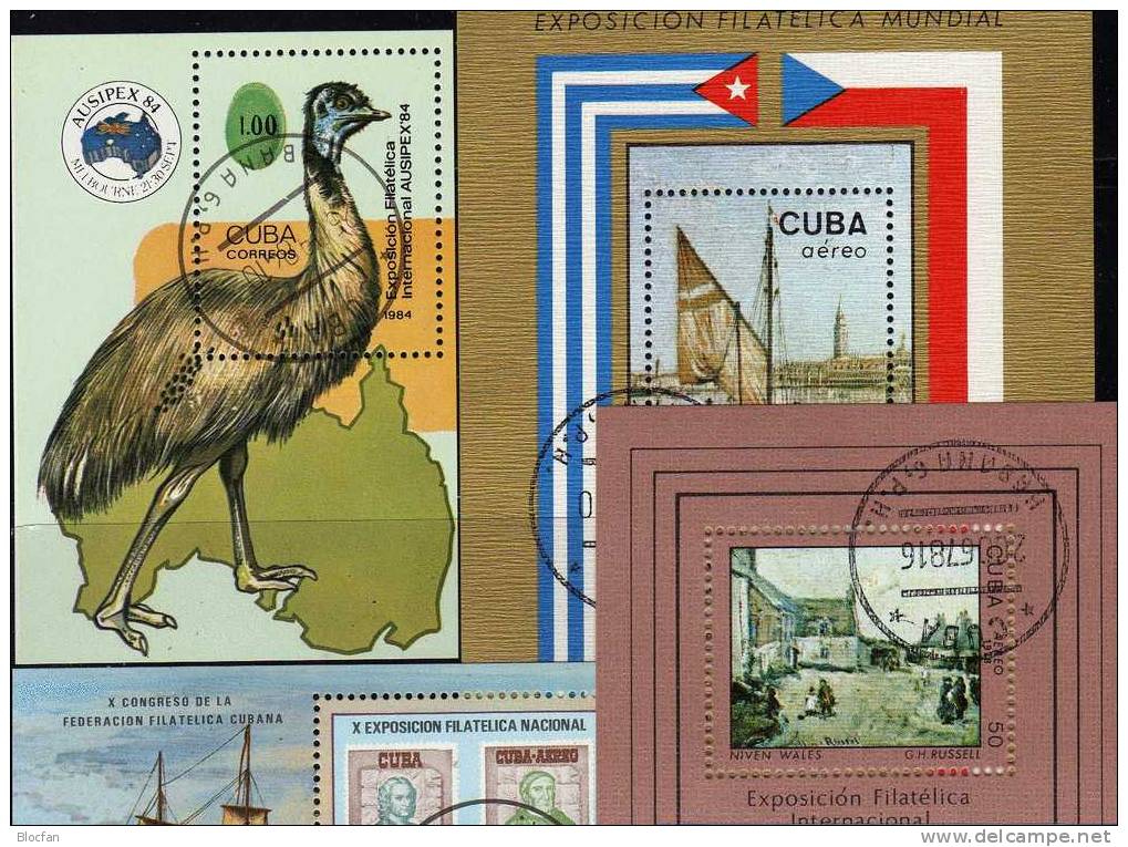 EXPO Ausstellung Kuba 6 Blocks O 23€ Gemälde Schiff Vogel Stamp On Stamp Kondor-Flug M/s Philatelic Bloc Sheet Bf Cuba - Lots & Serien