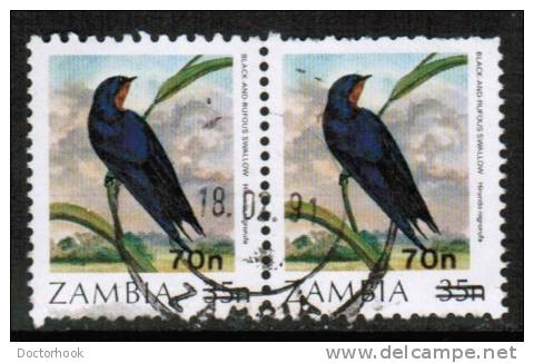 ZAMBIA  Scott #  490  VF USED Pair - Zambia (1965-...)