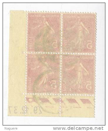 SEMEUSE FOND PLEIN    Y & T N° 278B  -  COINS DATES   29 12 37   -   TIMBRES OBLITERES - 1930-1939