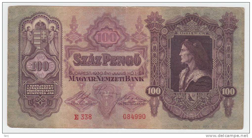 Hungary 100 Pengo 1930 P 98 - Hongrie