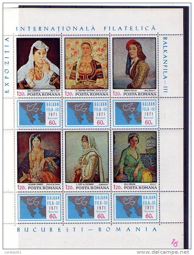 1971 BALKANFILA  2931/2936 KLEINBOGEN MNH - Blocks & Kleinbögen