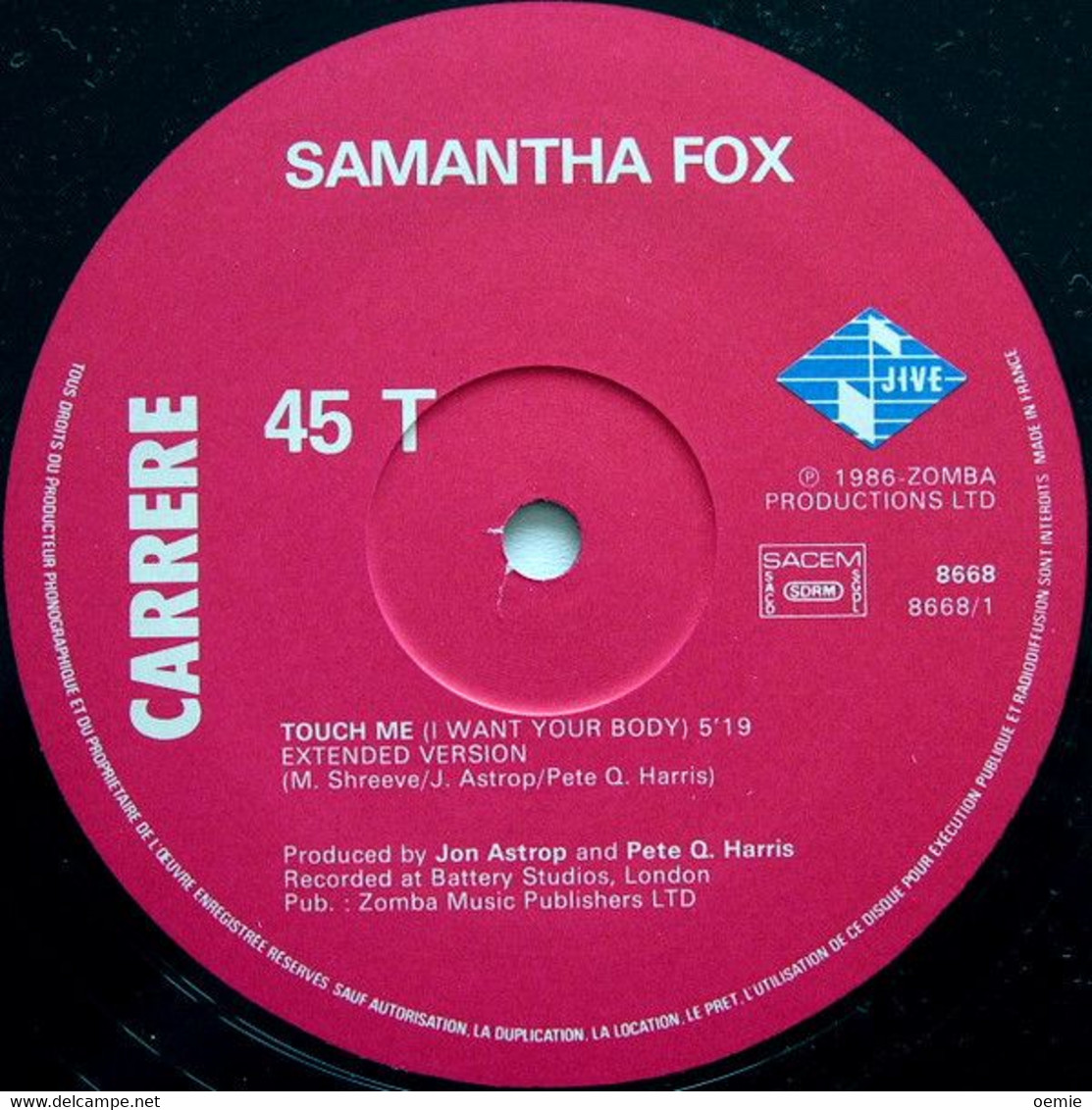 SAMANTHA  FOX  °  TOUCH  ME - 45 T - Maxi-Single