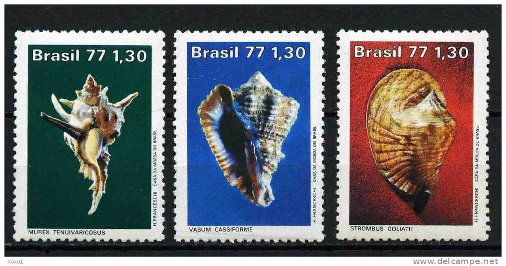 Brazil 1977 Mi.No. 1604 - 1606 Brasilien Shells Marine Life 3v MNH** 3,60 € - Neufs