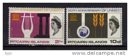 ILE PITCAIRN.  20 Ieme Anniversaire Unesco. Yvert # 64/5. Cote 18.00 €.  2 T-p Neufs *. Liquidation ! - Pitcairn