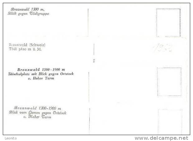 Braunwald 4 Grossformat-Ansichtskarten Von Ca. 1960 - Braunwald