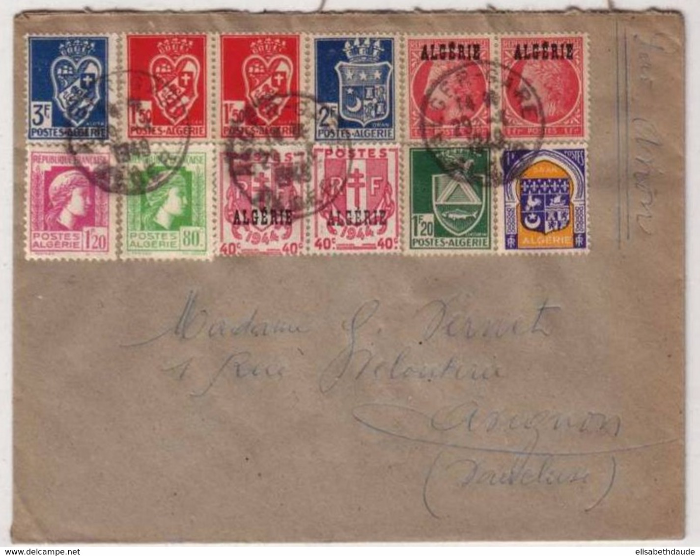 ALGERIE - 1949 - LETTRE De ALGER GARE Pour AVIGNON - MARIANNE D'ALGER + ARMOIRIES + CERES - Lettres & Documents