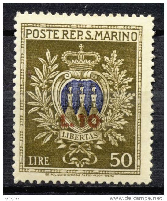 San Marino 1946, Coat Of Arms With Overprint **, MNH - Unused Stamps