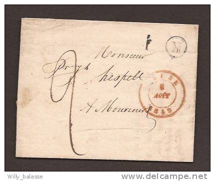 Belgique 1849 Lettre Non Affr. Càd LEUZE + Boîte M De BAUGNIES. - 1830-1849 (Belgica Independiente)