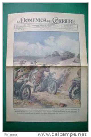 DC015# COPERTINA-LA DOMENICA DEL CORRIERE 1940-Ill.BELTRAME/CIRENAICA, BERSAGLIERI MOTOCICLISTI-AFRICA OR.,FIAMME GIALLE - Italian