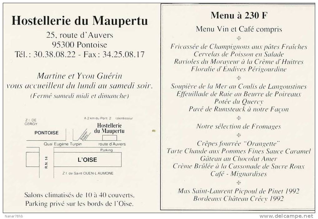 CPM Publicitaire Hostellerie Du Maupertu à Pontoise (95) - Restaurantes