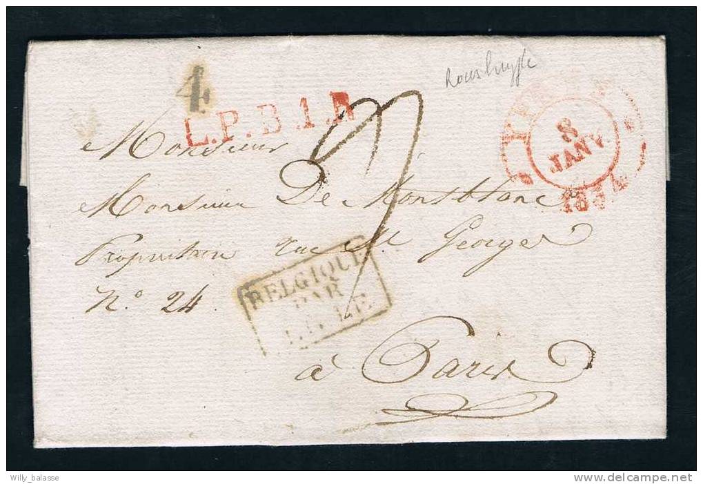 Belgique Précurseur 1834 Lettre Datée De Rousbrugge Avec Càd YPRES + LPB1R + TAXATION 4. - 1830-1849 (Belgique Indépendante)