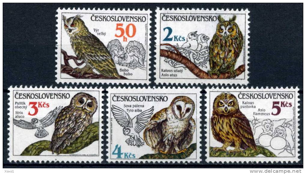 Czechoslovakia 1986 MiNr. 2875 - 2879  Tschechoslowakei Birds Owls 5v MNH** 9,00 € - Gufi E Civette