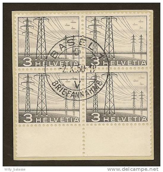 Suisse Bloc De 4 Du 3c Noir Càpt "basel/1950". - Used Stamps