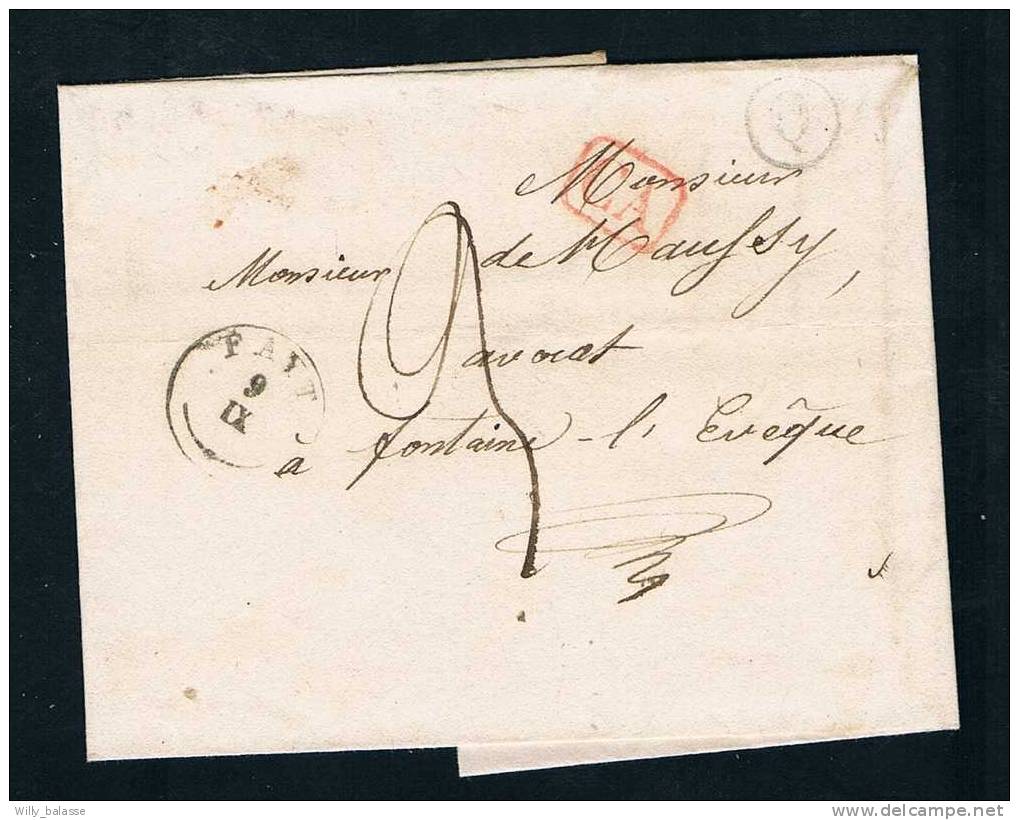 Belgique Précurseur 1843 Lettre Avec T18 FAYT + Boîte Q De SENEFFE + CA. - 1830-1849 (Unabhängiges Belgien)