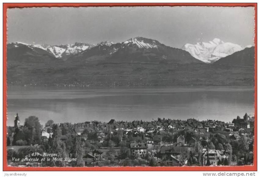 D421 , Morges , Vue Générale Et Le Mont - Blanc ,439 ,  Circulée  1967 Vers Paris - Morges