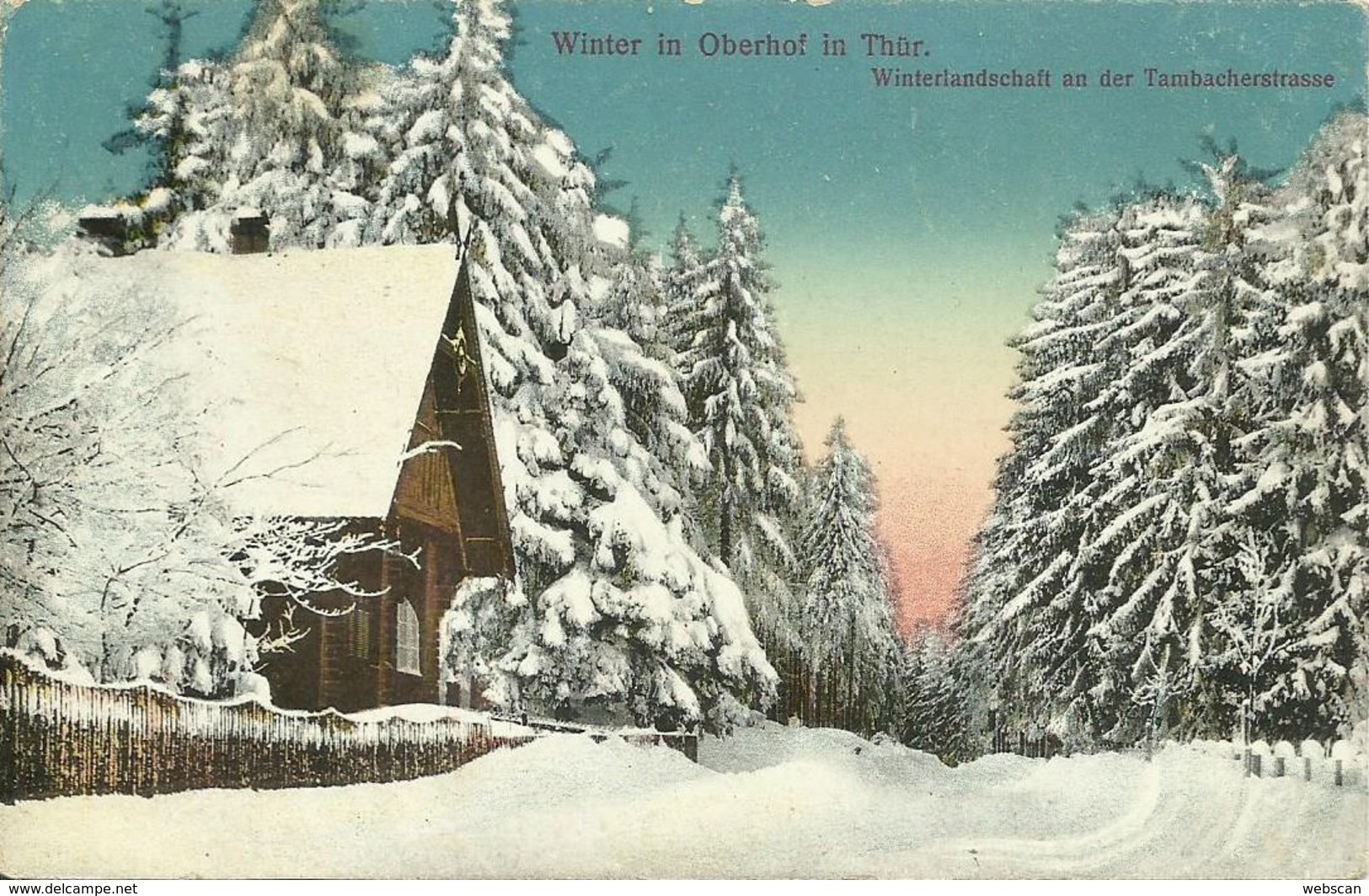 2 AKs Oberhof Tambacherstraße + Blick Aufs Oberland Winter Color ~1910 #02+03 - Oberhof