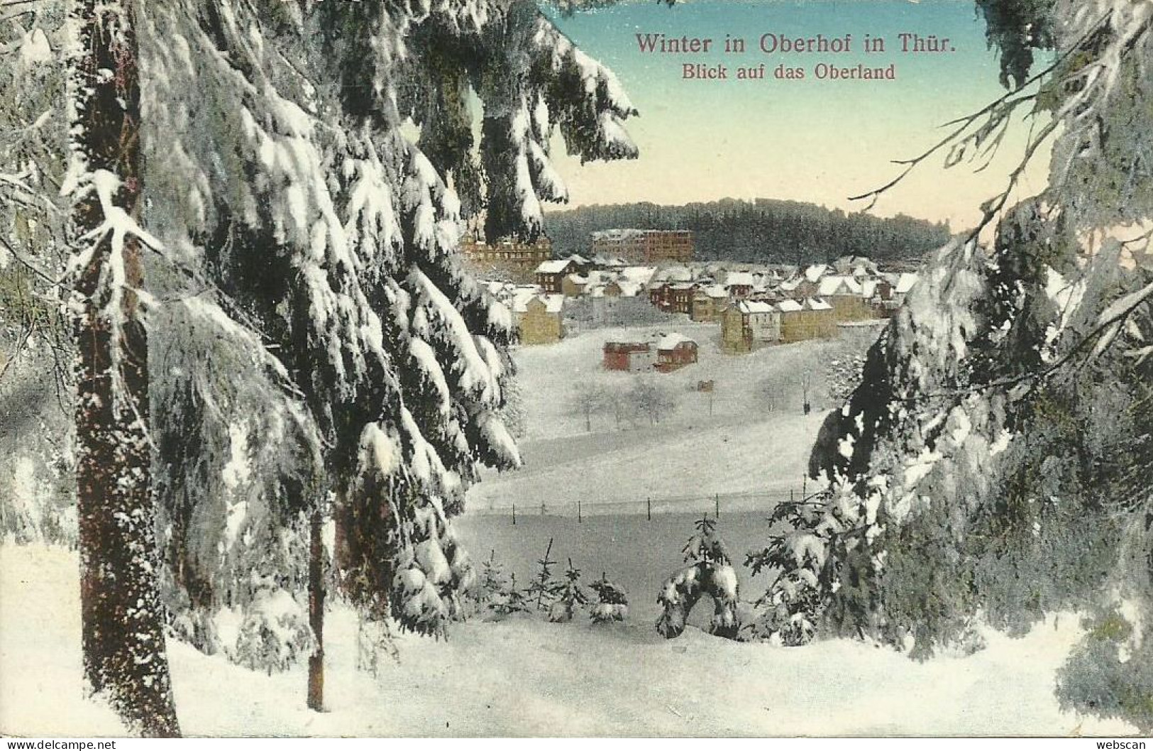 2 AKs Oberhof Tambacherstraße + Blick Aufs Oberland Winter Color ~1910 #02+03 - Oberhof
