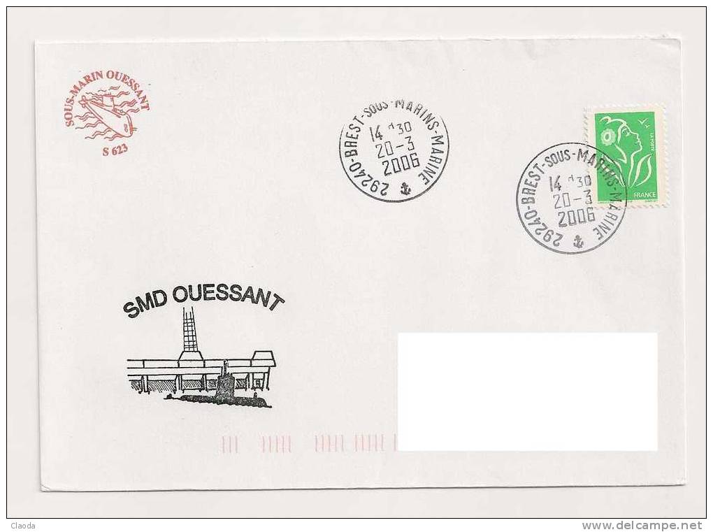 9453 Marine Nationale - SOUS MARINS OUESSANT (Cachet Base De Brest) - Submarines