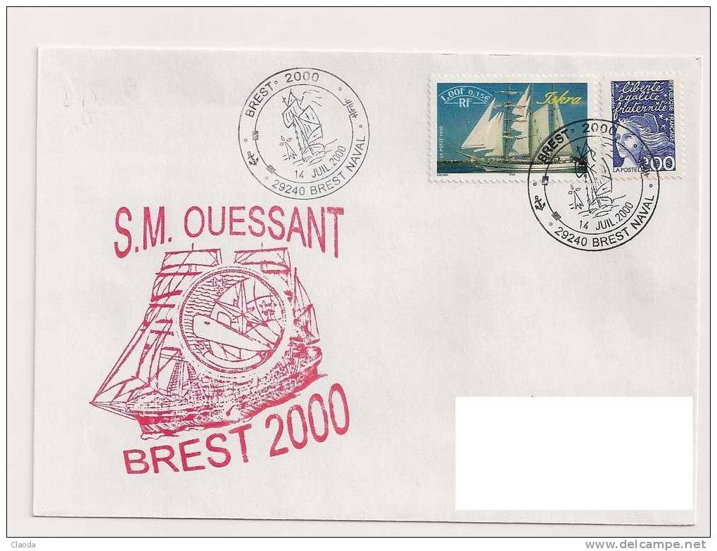 9458 Marine Nationale - SOUS MARINS OUESSANT (Cachet  Brest 2000) - Sottomarini