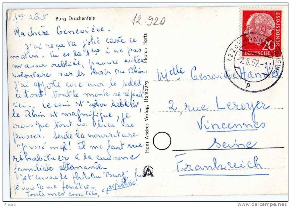 12920   Germania,   Burg   Drachenfels,   VG  1957 - Drachenfels