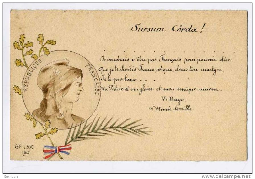 Cpa Sursum Corda Victor Hugo FRANCE MA PATRIE ET MA GLOIRE Année Terrible - Patriotic