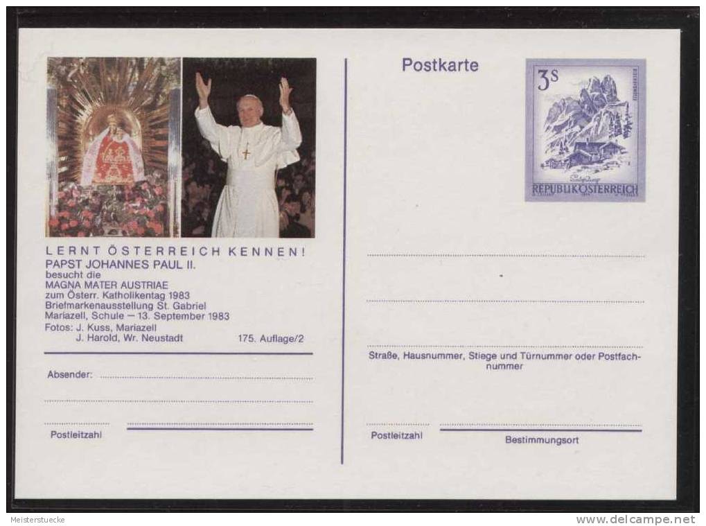 Österreich - Ganzsache / Bildpostkarte MiNr. P464 /2 - Papst Johannes Paul II. - Ungebraucht - Papes