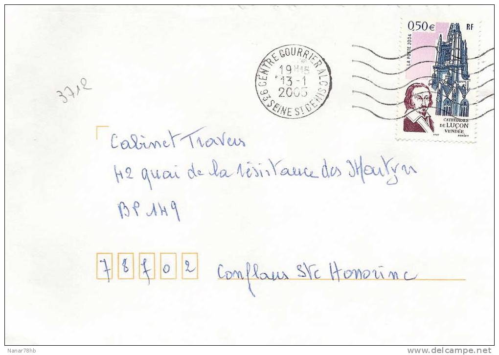 Timbre Seul Sur Lettre De 2004 N°3712 Cathédrale De Luçon Oblitération Du 13/01/2005 - Brieven En Documenten